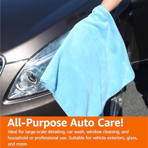 Image of Amazon Basics Super Absorbent Microfiber Car Drying Towel, Scratch-Free, Streak-Free, Lint-Free, 36 inch L x 25 inch W, Blue (Pack of 2)