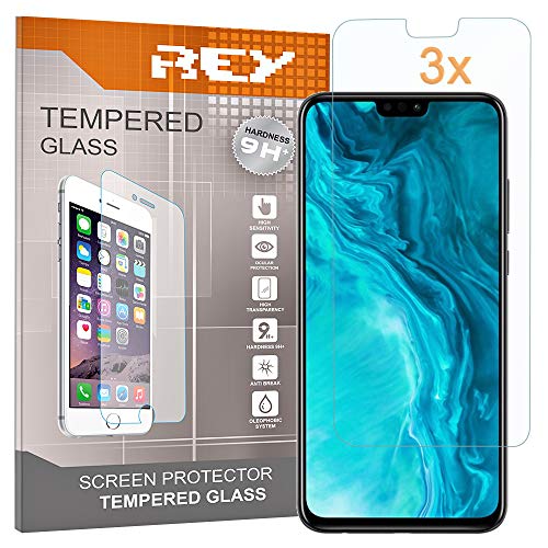 REY 3X Protector de Pantalla para Honor 9X Lite, Cristal Vidrio Templado Premium