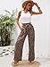 Heymoments Women's Wide Leg Lounge Pants with Pockets Light Coffee Leopard XX-Large Lightweight High Waisted Adjustable Tie Knot Loose Comfy Casual Trousers