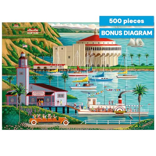 Ceaco - Colección Heronim: Avalon Harbor - Rompecabezas de 500 piezas para adultos | Hecho en USA, verano, cartón reciclado, incluye póster miniatura 7