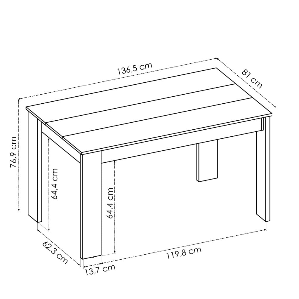 DEKIT GRUPO RIMOBEL SAMI – TAVOLO DA PRANZO O CUCINA FISSO, ROVERE NATURALE – 77x139x81 cm