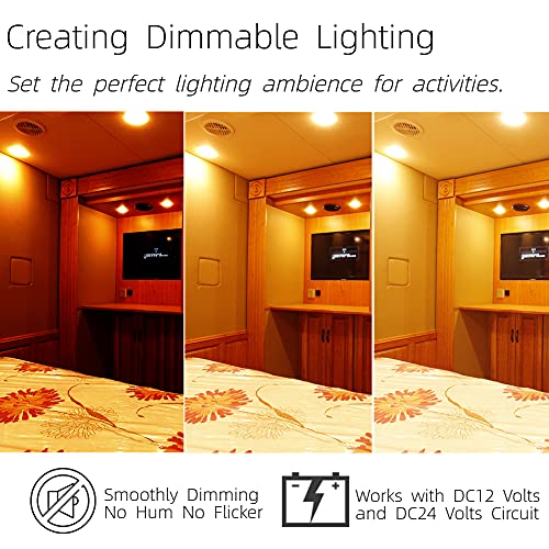 DC 12V Light Dimmer Switch, 3 Wires High Side 12 Volt PWM Dimmer for RV Auto Truck Camper Trailer Boat Caravans Lighting, Works with LED, Halogen, Incandescent, Strip Lights - Thumbnail 4
