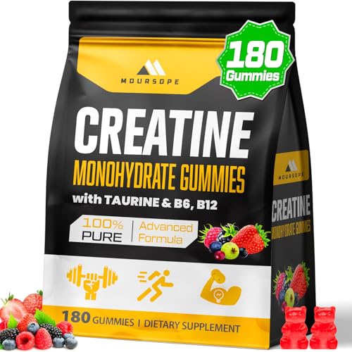 (180 Count) Creatine Monohydrate Gummies for Men & Women - Creatine Pre Workout Gummies for Muscle Builder, Muscle Strength, Recovery, Endurance, Energy, Creatine for Women & Men, Vegan, Mixed Berry