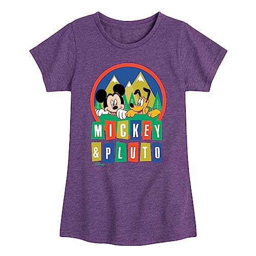 Disney - Standard - Mickey and Pluto - Toddler & Youth Girls Short Sleeve Graphic T-Shirt