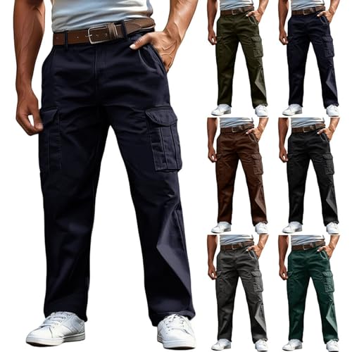 JiXiang Baggy Cargo Pants Men Stretch Workout Tactical Work Casual Outdoor Pants Vintage Athletic Cargo Trouser Multi Pocket
