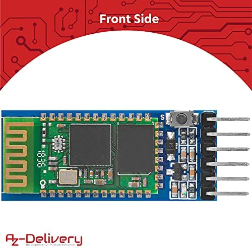 AZDelivery HC-05 Integrated Wireless Serial Bluetooth RF Transceiver Pass-Through RS232 Communication Port Module HC05 6 Pin Master-Slave Extender Plate compatible with Arduino Including E-Book!