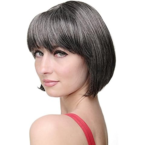 WIG ME UP Dark Brown and Grey Bob Wig Cover