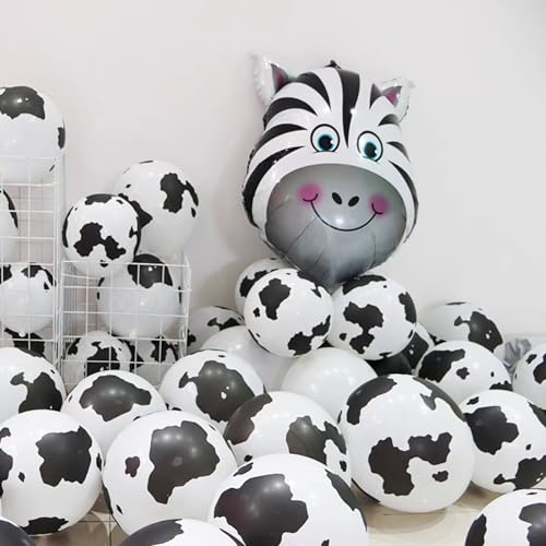 Image of Cow Print Balloons, 67pcs 12 Inch Cow Balloons for Birthday, Farm Cowboy Western Baby Shower Birthday Party Decorations