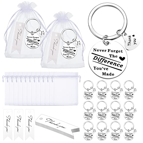 Yinkin 36 Pcs Employee Appreciation Gifts Keychain Bulk Thank You Gifts for Coworkers Staff Teams Volunteers(White)
