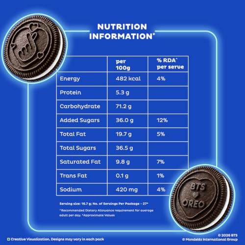 Image of Cadbury Oreo Chocolate Flavour Creme Sandwich Biscuit Jumbo Pack, 459.25 g