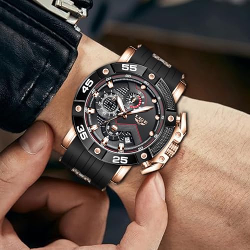 Image of LIGE Unique Mens Wristwatch Fashion Multifunction Chronograph with Calendar Quartz Analog Watch Waterproof Outdoor Sport Watch for Men Casual
