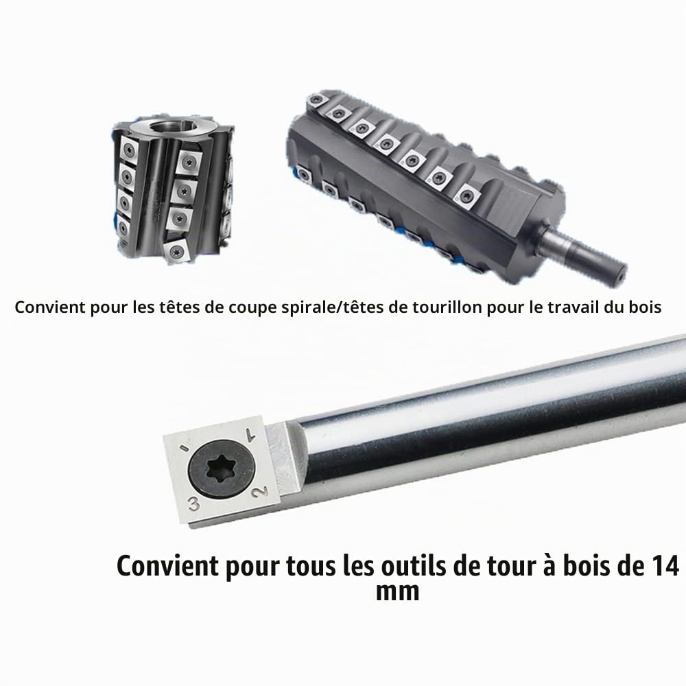 Plaquettes de coupe carrées droites en carbure de tungstène 14mm (14 x 14 x 2,0mm) pour outils tournage bois et Bois Spirale Raboteuse Head, 10 pièces