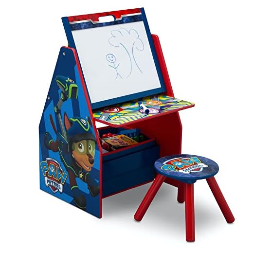 Delta Children Kids Easel and Play Station – Ideal for Arts & Crafts, Drawing, Homeschooling and More, Nick Jr. PAW Patrol