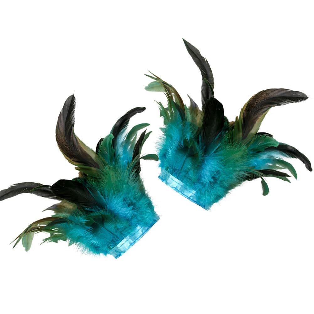 Uposao Federn Armbänder Vintage Damen Feder-Slap-Armbänder Handgelenk Manschetten Flauschig Gothic Feder Manschette Natürlich Verkleidung Kostüm-Zubehör für Halloween Party Cosplay