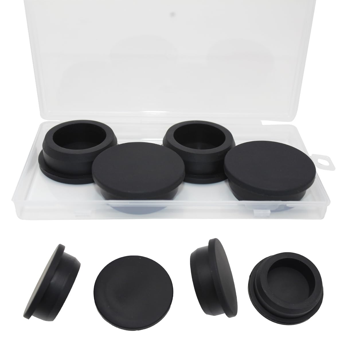 BOPOREAE 4 Pcs 39.3 mm Silicone Rubber Plug for 38.3-39.3/1-1/2-1-9/16 in Round Holes, Waterproof T Type Rubber Stoppers, Soft Flexible Snap-On Seal