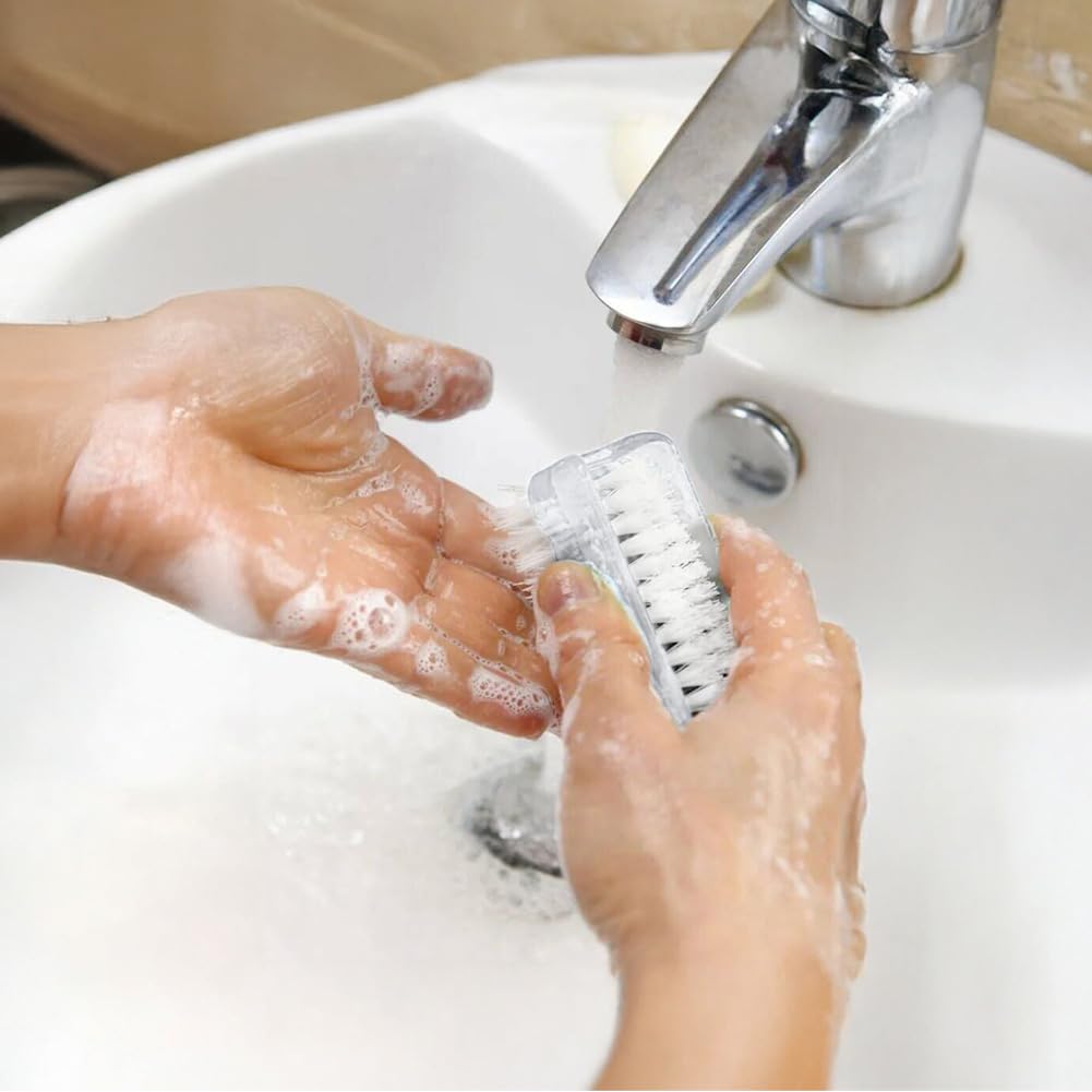 Spazzola per unghie double face, 2 PCS Spazzola Per Unghie, Spazzole per la Pulizia Plastica per Pulizia di mani Delle Unghie, Trasparente