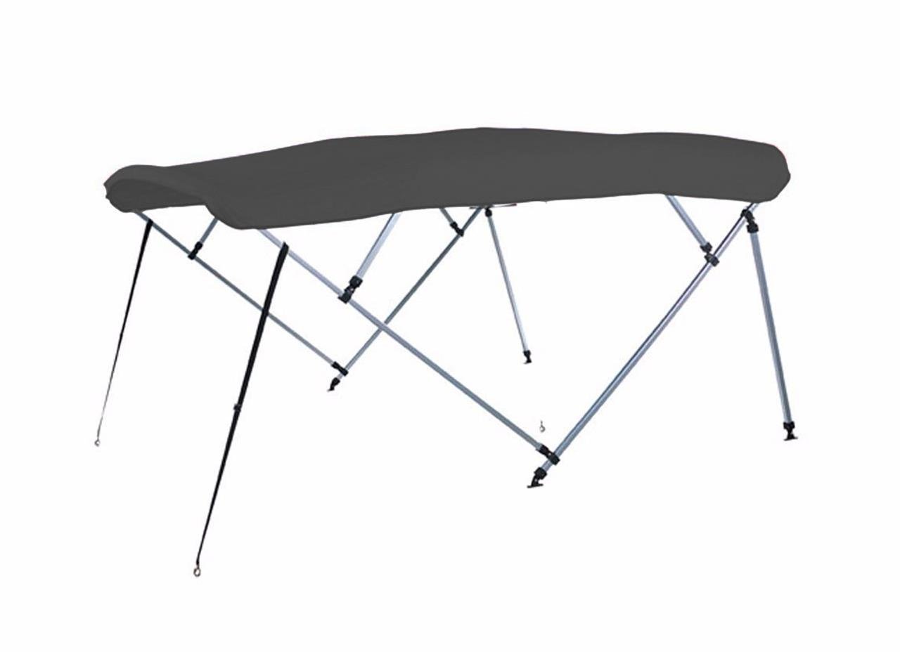 STOPBYUS 7.6 oz Charcoal Grey 4 Bow Square Tube Boat Bimini TOP with Running Light Cutout Sunshade Compatible for SEA ARK Sun Sation 23 1995-1998