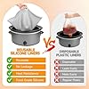 ChefAid Slow Cooker Liners, 100% Silicone Reusable Crock Pot Insert Accessories for 6-8 Oval or Round Quart Slow Cookers, Food Safe & Dishwasher Safe (Black-Grey) #3