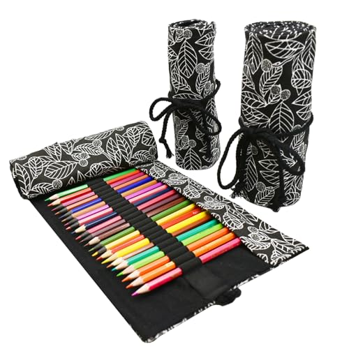 Maydahui 24/48/72 Slots Colored Pencil Roll Wraps Canvas Pen