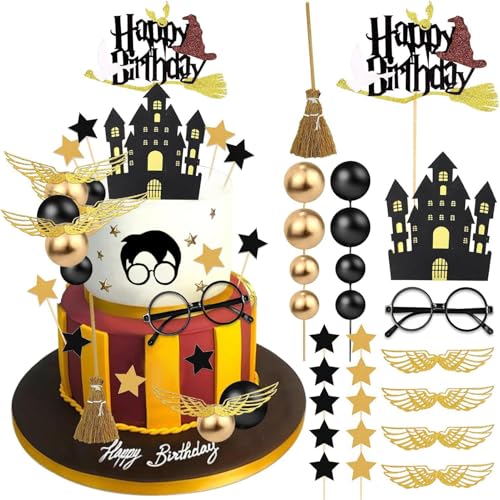 26 PCS Wizard Birthday Cake Topper Decorations, Wizard Party Supp...