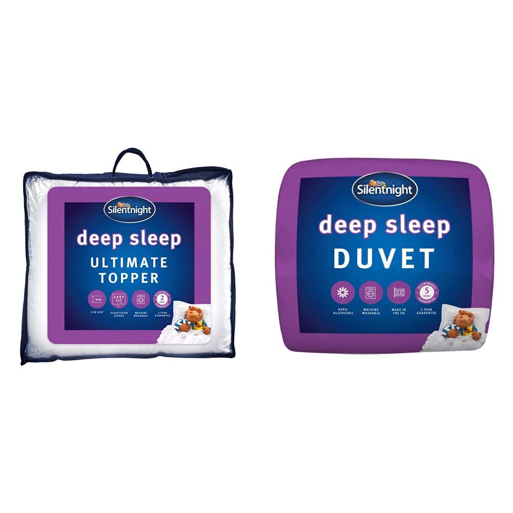 SilentnightUltimate Deep Sleep Topper - Extra Thick Deep Mattress Topper Luxury Cotton Soft & Deep Sleep Duvet 10.5 Tog - All Year Round Soft Fluffy Comfortable Duvet- King Size White, 444743GE