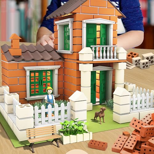 SNONESIY 60 Stück Rote Mini Ziegelsteine für DIY Bauen, Puppenhaus, Garten Ornament, Spielzeug Deko (10 Jahre - 14 Jahre)