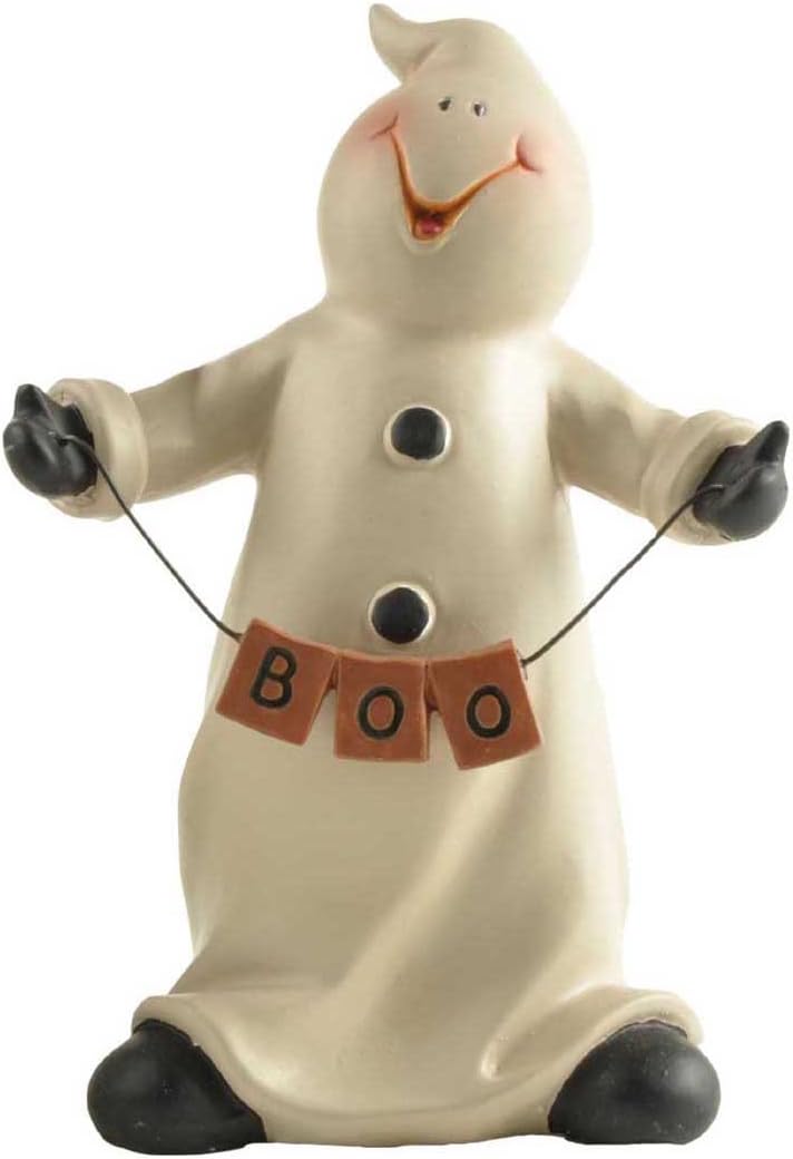 Artisan Flair 4.8" H Friendly Cute Ghost with Boo Banner for House and Halloween Decoration