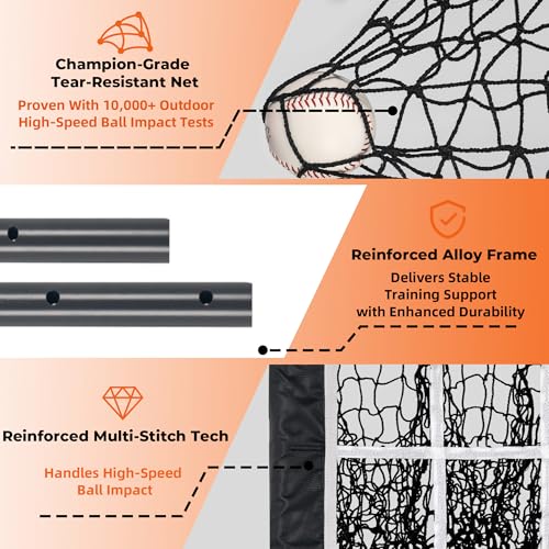 Image of Pitching Net, 9 Hole Baseball & Softball Pitching Net with Strike Zone, Adjustable Pitching Target with 9 Pocket Design, Portable Pitching Practice Equipment