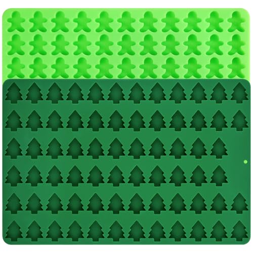 Joersh Mini Christmas Molds Christmas Tree And Gingerbread Man Silicone Molds Nonstick For Hard Candy, Gummy, Caramels, Chocolate, Ganache, Ice Cubes cover