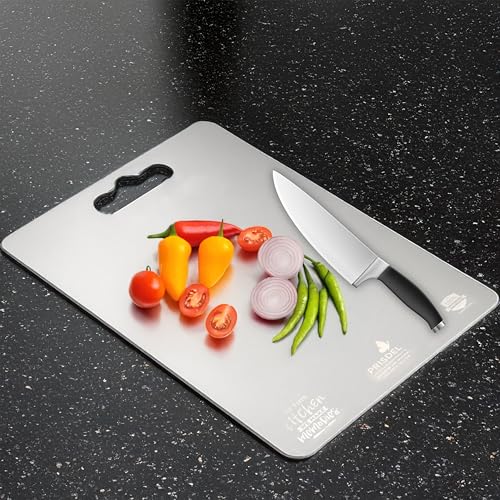 Image of Stainless Steel Chopping Board 1.5mm Thick | Premium Steel Cutting Board | Food Grade Cutting Board Steel | Heavy Duty, No Bend, Easy Clean Kitchen Chopping Board
