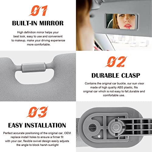 image for ILONPA Gray Driver Left + Passenger Right Side Sun Visor Replacement C