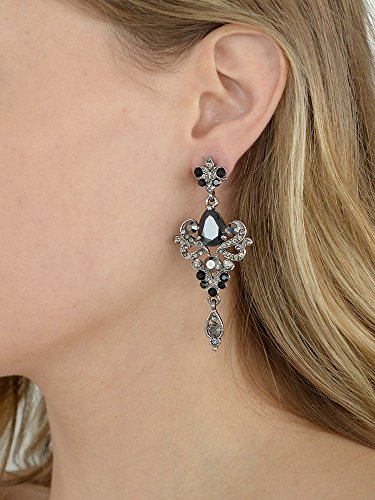 Mariell Vintage Black and Grey Crystal & CZ Chandelier Dangle Earrings for Fashion, Prom, Bridesmaids3