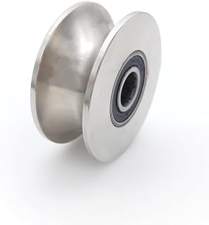 3in U Groove Wheel Stainless Steel Rolling Gate Wheels Slide Gate Wheel Heavy Duty Pulley U Track Roller with Double Bearings Rigid Caster Sliding Door Rollers Replacement