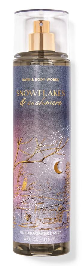 Bath Body Snowflakes & Cashmere Fine Fragrance Mist | 8 fl oz | Long-Lasting Scent | Skin-Friendly Formula | Perfect Holiday Gift