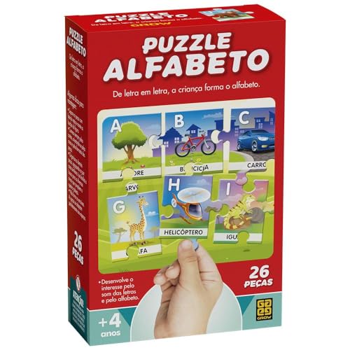 Quebra-Cabeça, Alfabeto, Grow, Multicor, 26 Peças