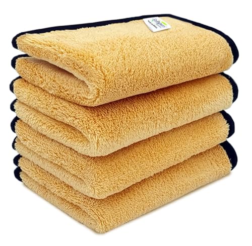 Image of SOFTSPUN Microfiber Baby Hand & Face Wipes 280 GSM 20x30 Cms 4 Piece Towel Set Beige Colour! Super Soft & Comfortable for Newborn Baby and Kids Quick Drying Ultra Absorbent in Small Size.