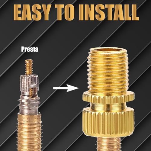 Image of Brass Presta Valve Adapter, Convert Presta to Schrader Adaptor, Inflate Tire Using Standard Pump or Air Compressor for All Types of Bikes, e-Bikes, e-Scooters, Motocycle and Cars 1pcs