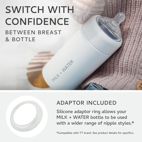 Image of MILK & WATER Baby Bottle Nipples w / Adaptor Ring, BPA & PVA-Free, 2Pack