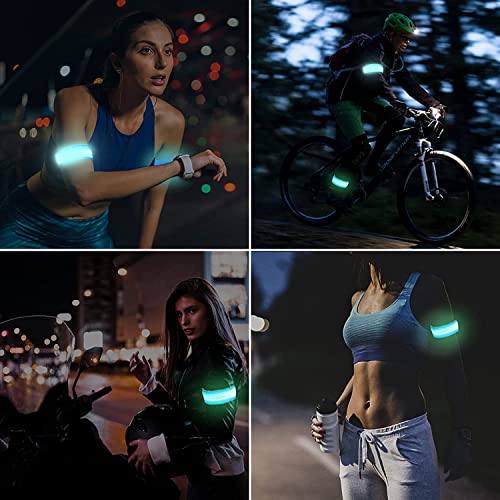 Hsthe Sea 2PCS Rechargeable LED Armband Light Fluorescent Armband Reflective Armbands for Walking Lights For Running at Night -Blue - Image 4