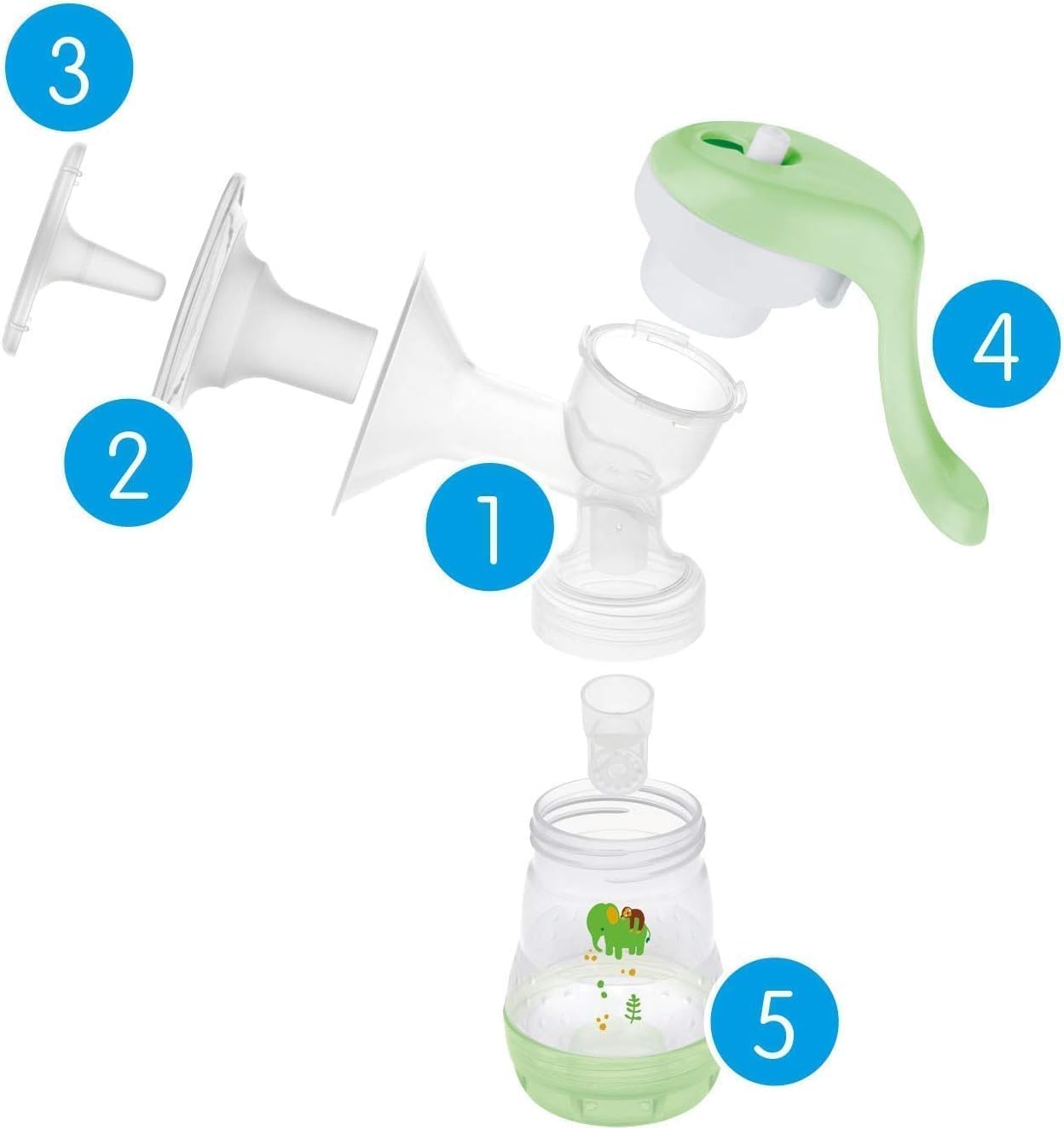 MAM Tiralatte Manuale Compatto, include 1 Biberon Easy Start Anti-Colica, Morbido Cuscinetto e Facile Sterilizzazione
