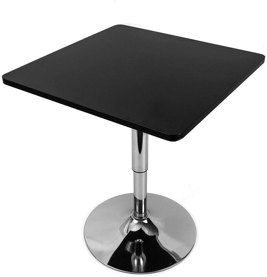 Servicrt Adjustable Bar Table Pub Height Drinks Cocktail Square Kitchen Bistro Black