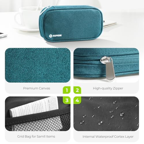 AUVON Canvas Bag Travel Pill Organizer 2 Times a Day, Large AM/PM Weekly Pill Box 7 Day Pill Case with Portable Cyan Zipper Cloth Bag for Holding Supplements, Vitamins and Fish Oils - Image 3