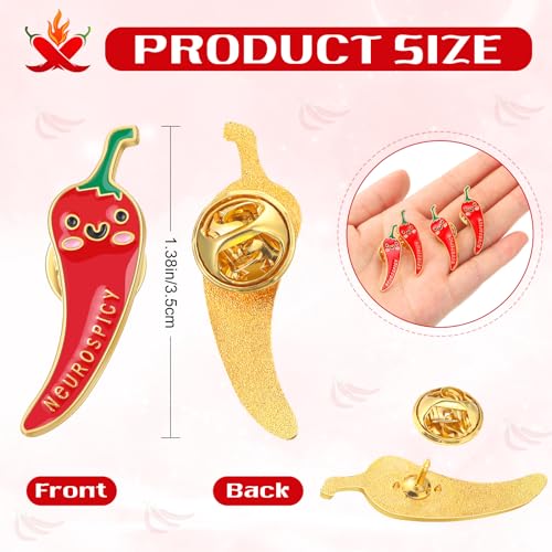 Image of Ferreve 10 Pcs Positive Pepper Chilli Brooch Pin Mental Health Gifts Neurospicy Brain Neurospicy ADHD Enamel Pin Alloy Brooches Dietitian Gifts Chilli Pepper Party Favors