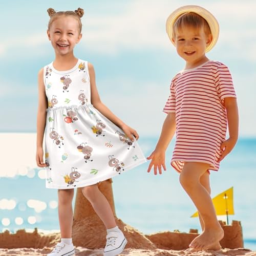 Girls Casual Dress for Summer Cute Swing Sundress Sleeveless Cotton Casual Dress 2-8 Years4