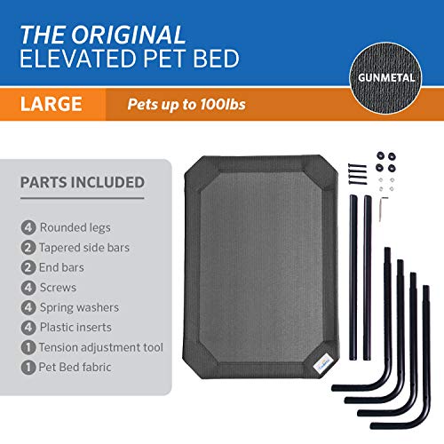 Image of Coolaroo Original Elevated Dog Bed - Breathable Off-The-Ground Pet Bed with Cooling Fabric, Joint Relief & Moisture-Resistant Fabric, 100% Recyclable, Easy Clean, Gunmetal, Large
