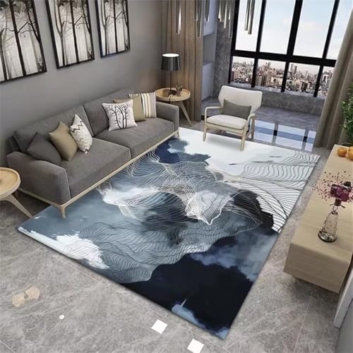 Tapis de chambre adulte et salon bleu d'encre abstrait 140x200cm - 2
