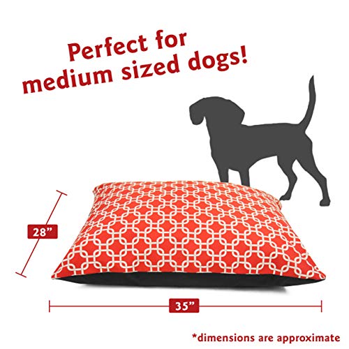 Image of Majestic Pet Medium Dog Bed Washable Non Slip Comfy Rectangle Pet Bed Super Value PillowKennel Dog Bed for Medium Breed Sleeping - Multipurpose 35 x 28 Inch Links Red