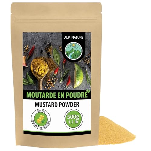 Alpi Nature Graines de Moutarde Jaune Blanche Moulues 500g, Graine de Moutarde en Poudre