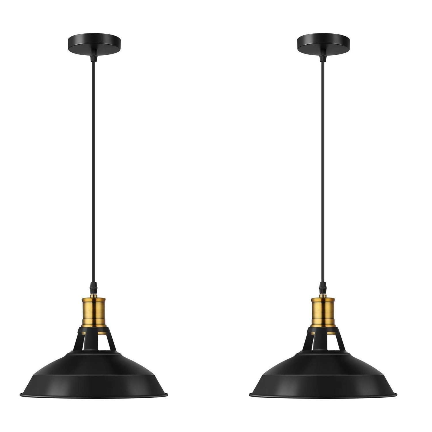 LEDSone Ceiling Pendant Light Industrial 2 Pack of Metal E27 Ceiling Adjustable Cable Hanging Pendant Light Fixture for Hallway Kitchen Bedroom Living Room Dining Room Restaurant โ image 1