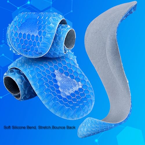 Image of 1Pair Blue Silicone Gel Reusable Honeycomb Full Length Non Slip Comfort Sports Insole Air Cushion Damping Shoe Pad Cushion Shoe Inserts for Men Women (S:9.8in)